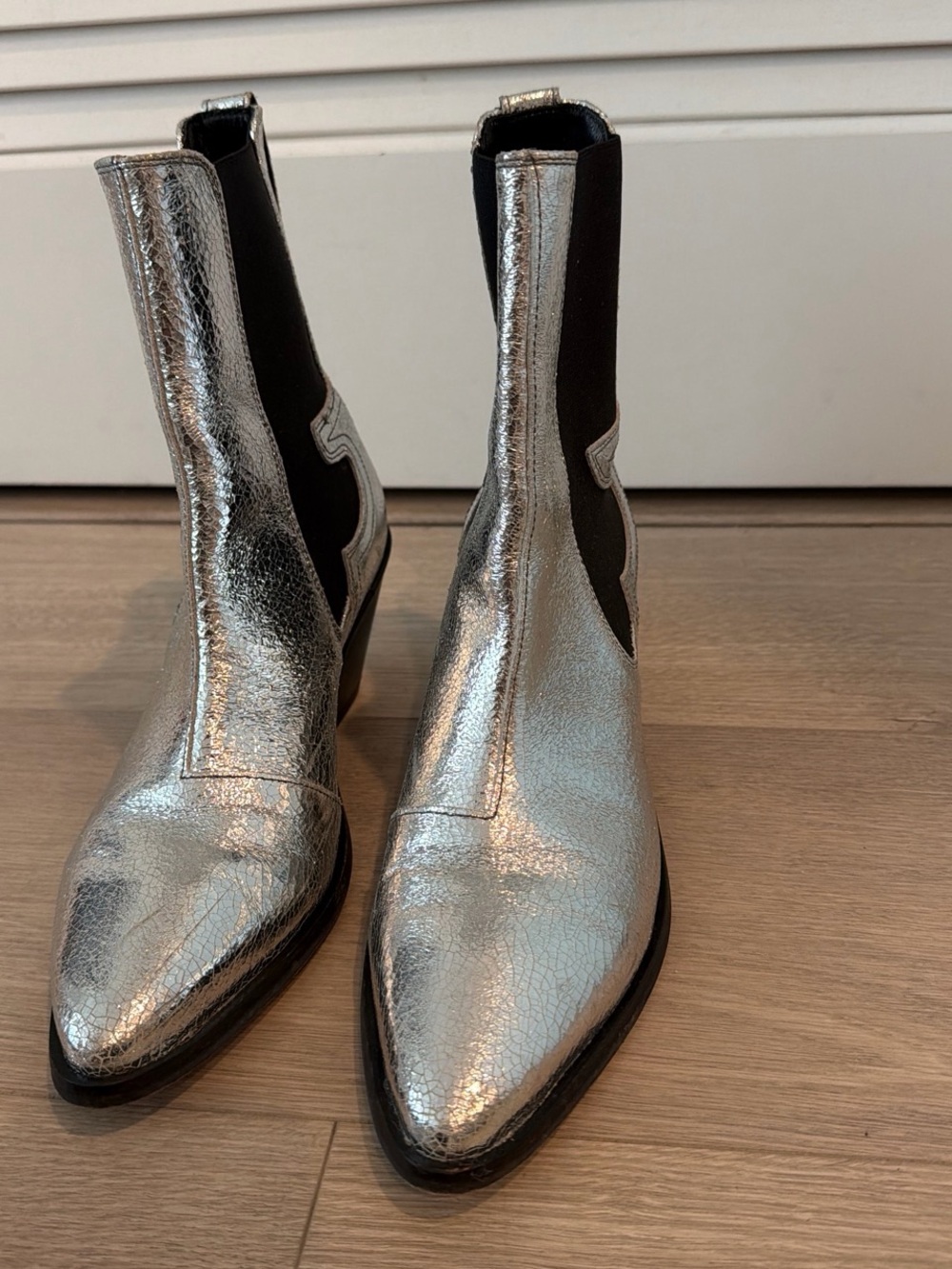 Allsaints Metallic Silver Chelsea Western Ankle Boots - Women's - Picture 2 of 6